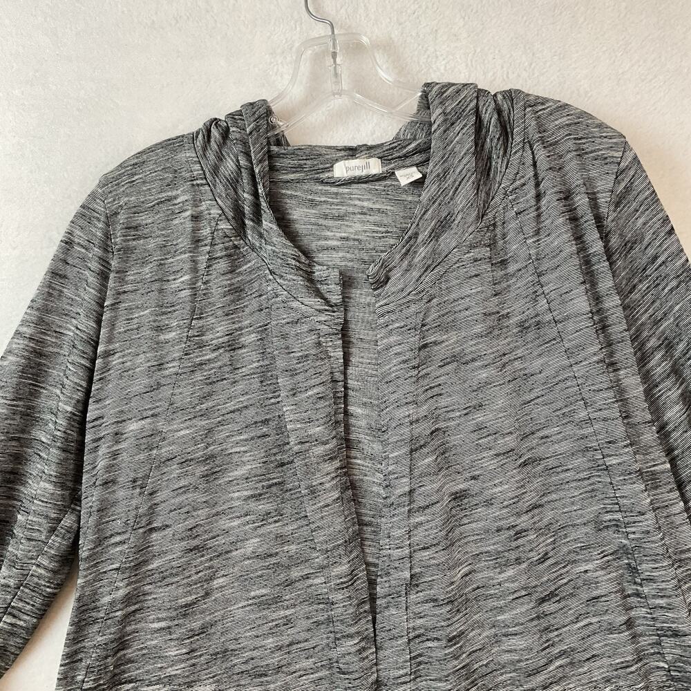 J Jill Pure Jill Cardigan Jacket Womens XS Black Open Front Hooded‎ Long Sleeve - Picture 2 of 9
